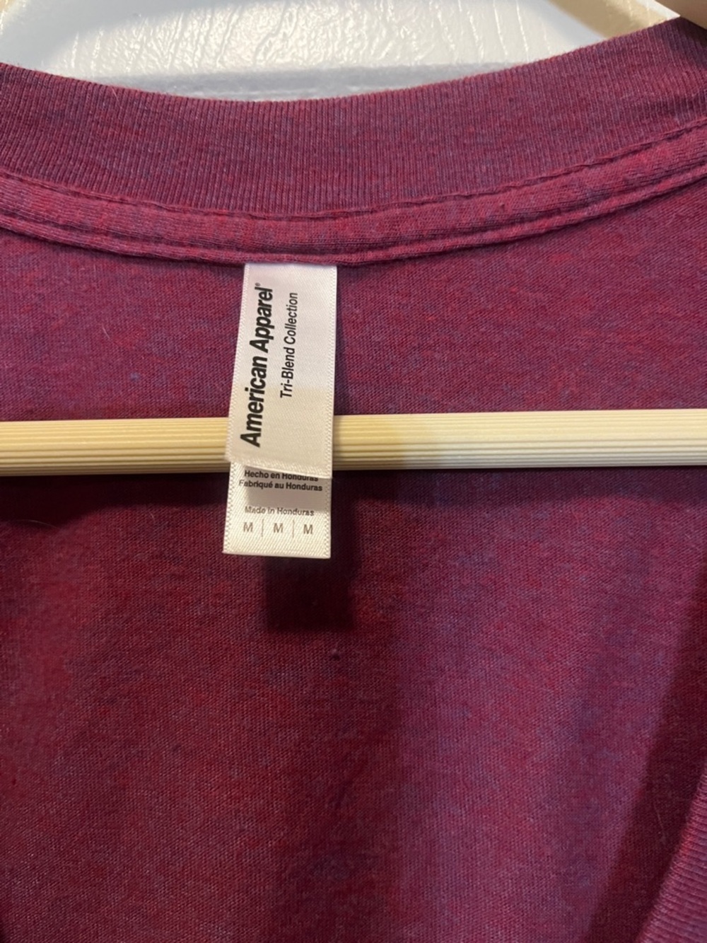 American Apparel Deep Burgundy V-Neck Short Sleeve Tee - Picture 3 of 6